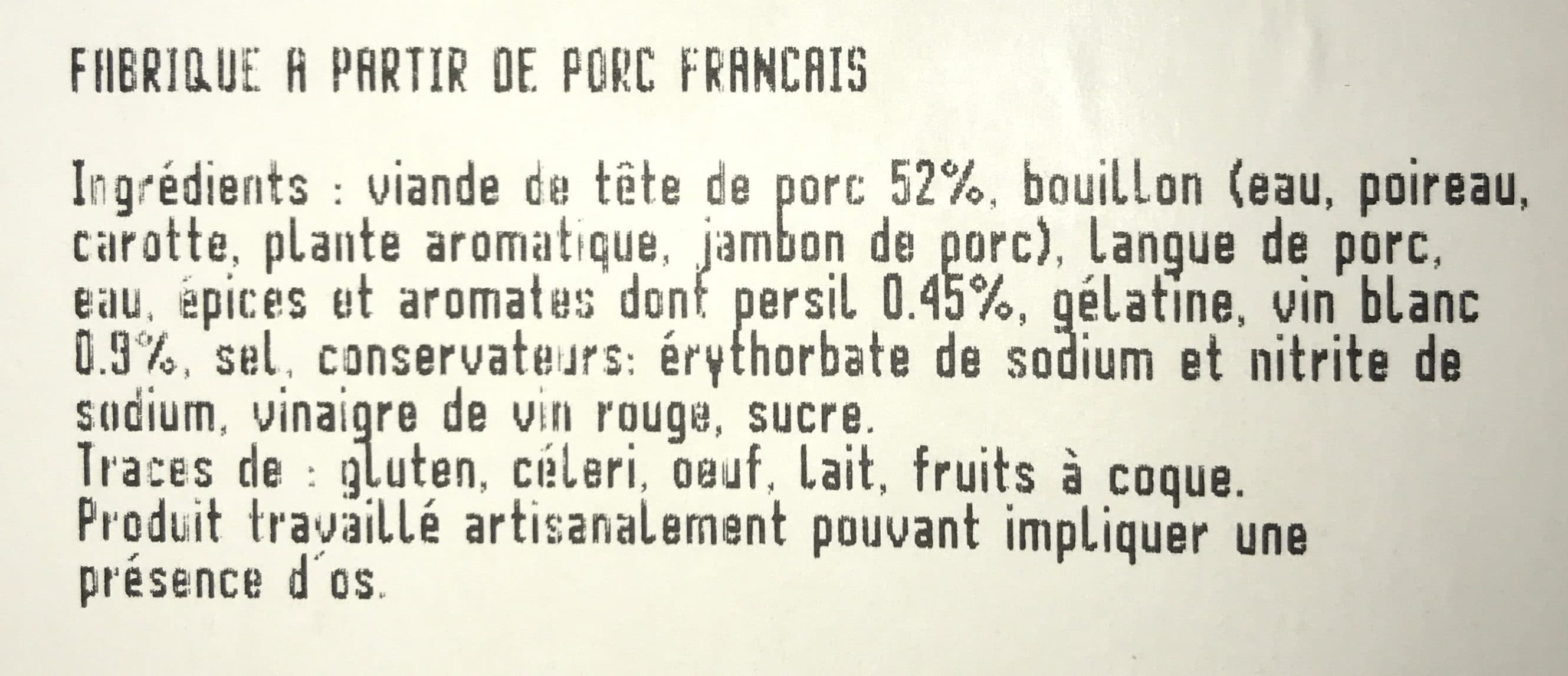 TALLEC Pate de tete a l’ancienne cuisine au vin packshot