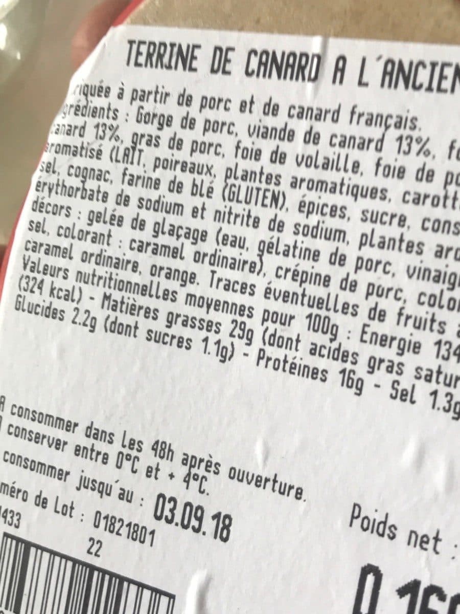 Open Food Facts Terrinette de canard à l'ancienne packshot