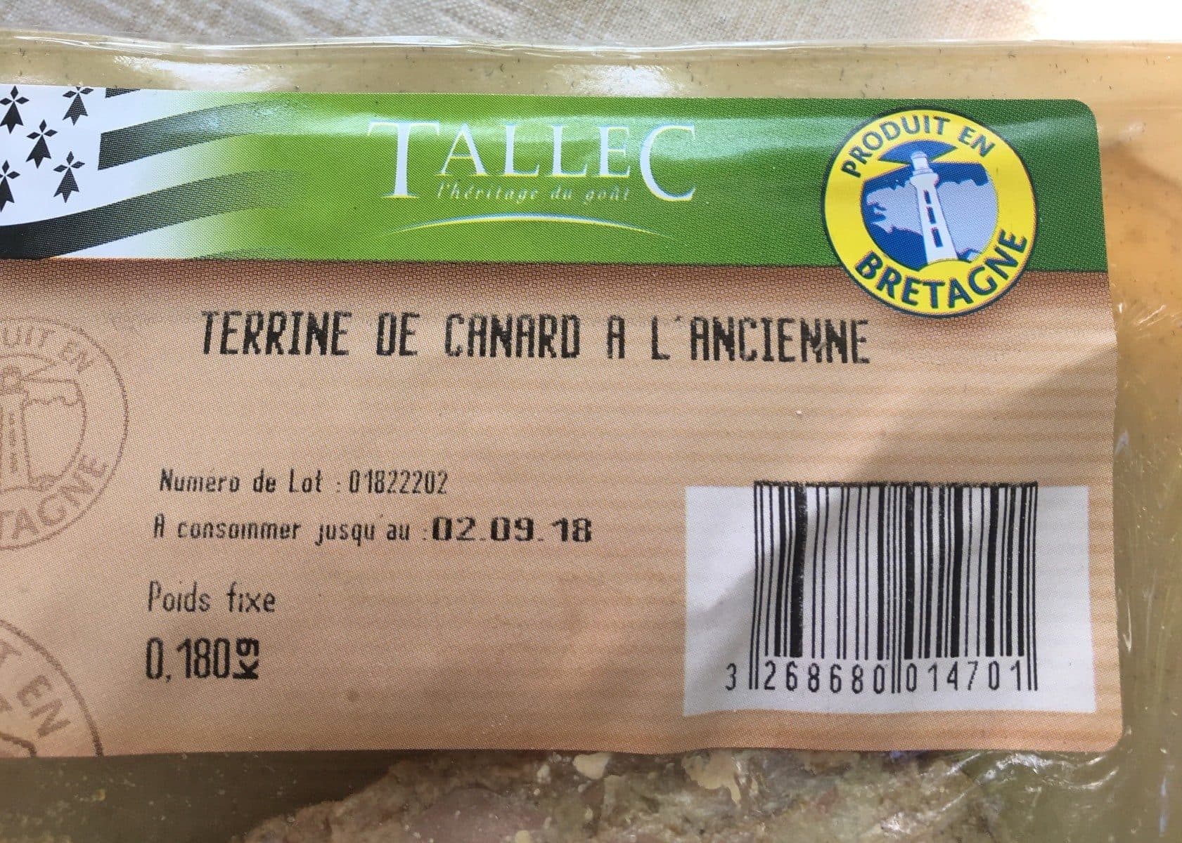 Tallec Terrine de Canard à l'Ancienne packshot