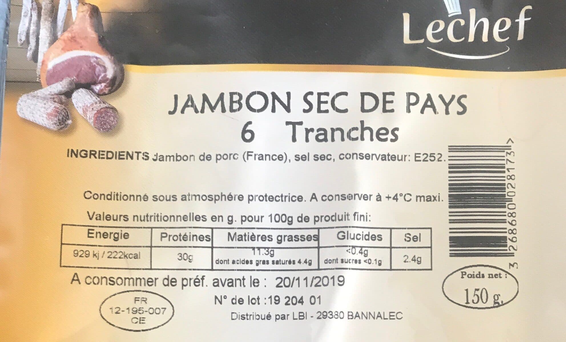 Tallec Jambon sec de pays packshot