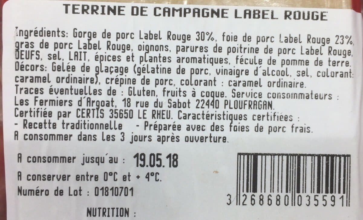 Tallec Terrine de campagne label rouge packshot