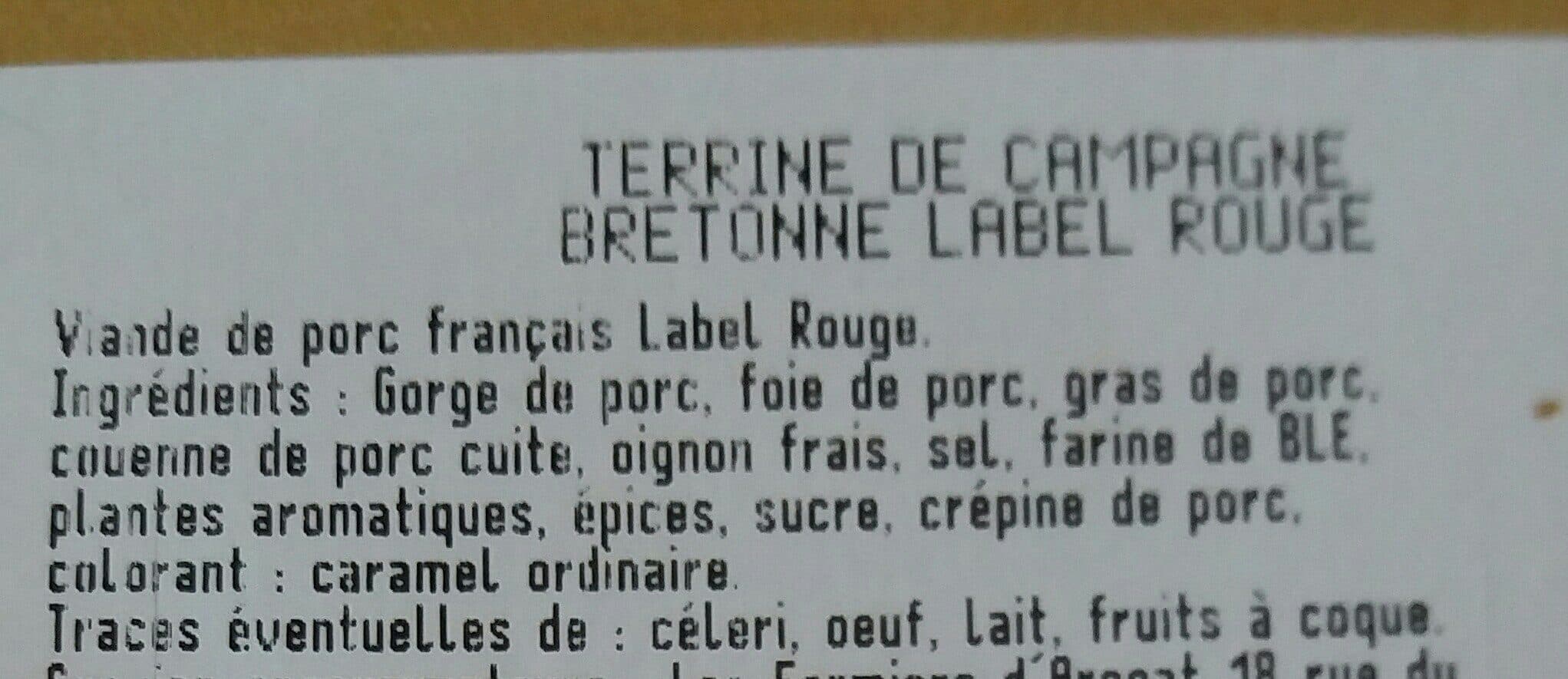 Tallec Terrine de campagne bretonne label rouge packshot