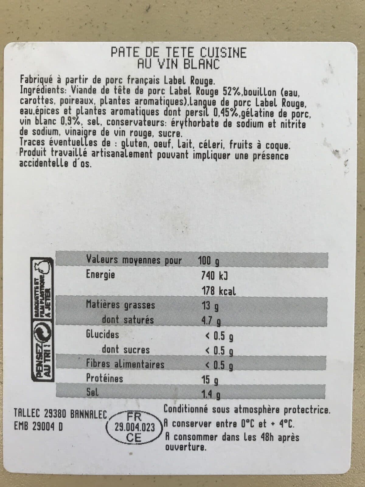 Tallec Pâté de tête packshot