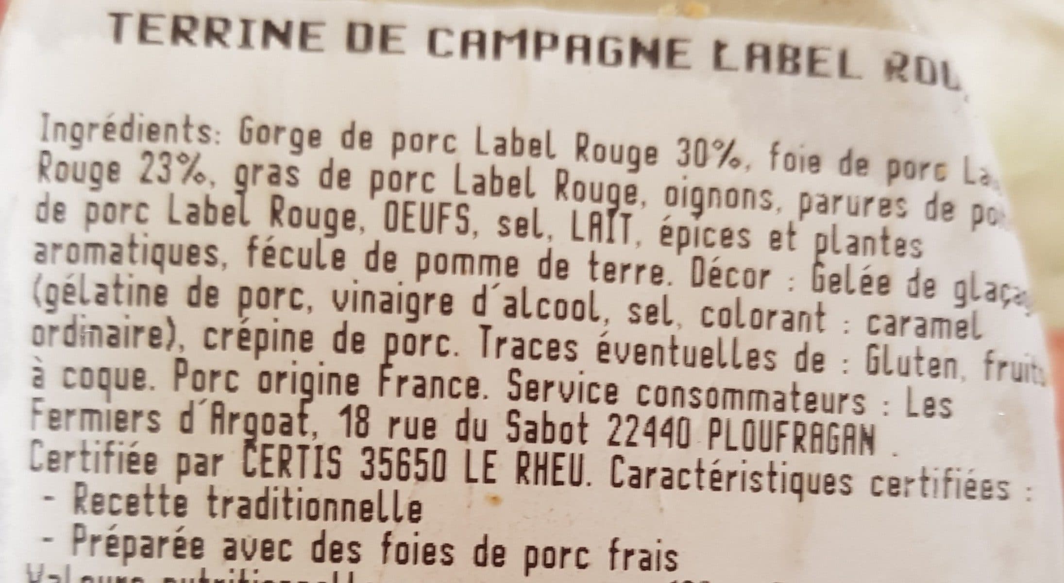 Tallec Terrine de campagne label rouge packshot