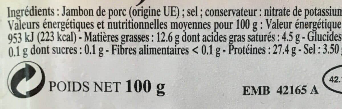 Open Food Facts Jambon sec 4 tranches packshot