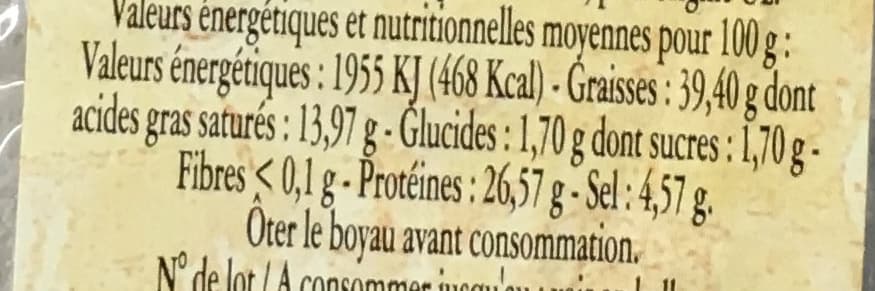Merle Saucisse sèche pur porc packshot