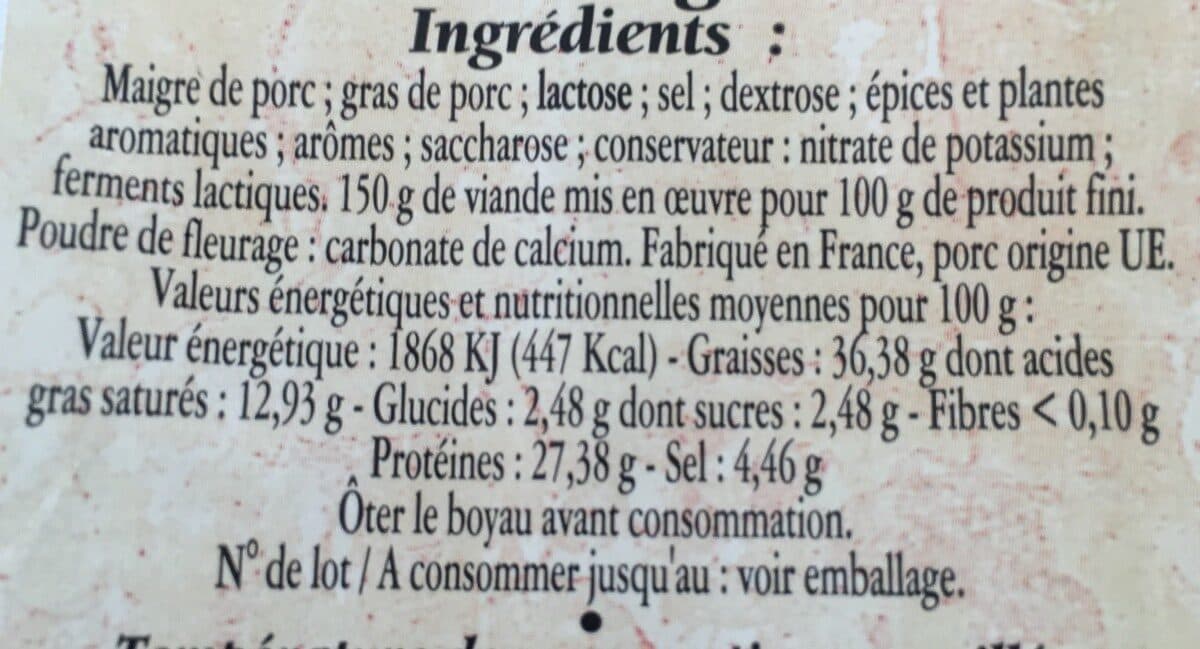 Merle Saucisse sèche pur porc packshot