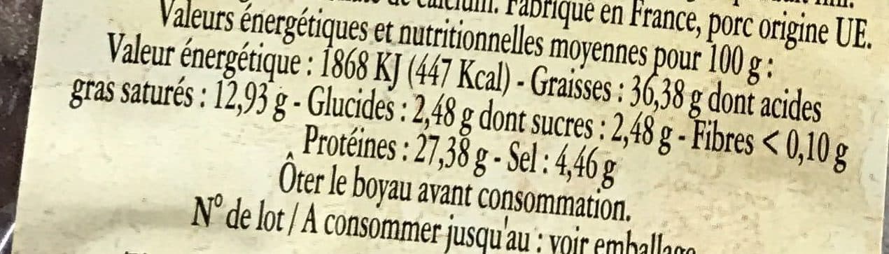 Merle Saucisse sèche pur porc packshot