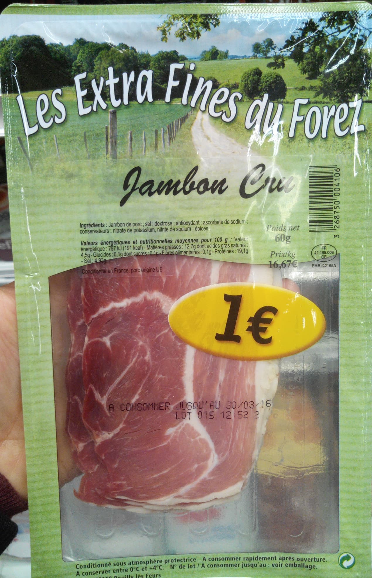 Les Extra Fines du Forez Jambon cru packshot