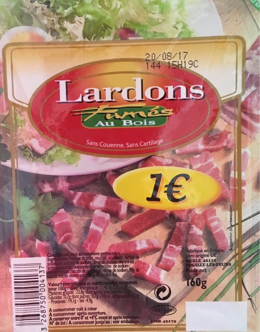 Eclerc Lardons fumés au bois packshot