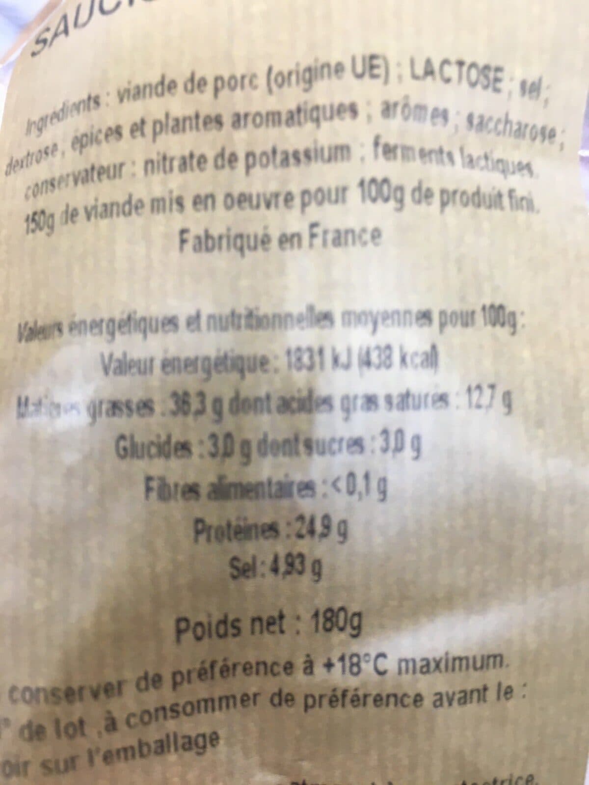 Open Food Facts Saucisson sec packshot