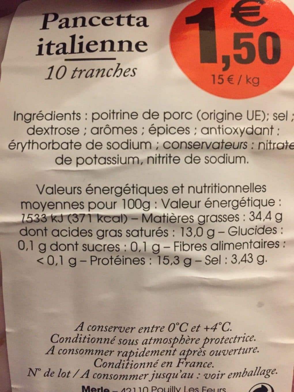 Merle Pancetta italienne packshot