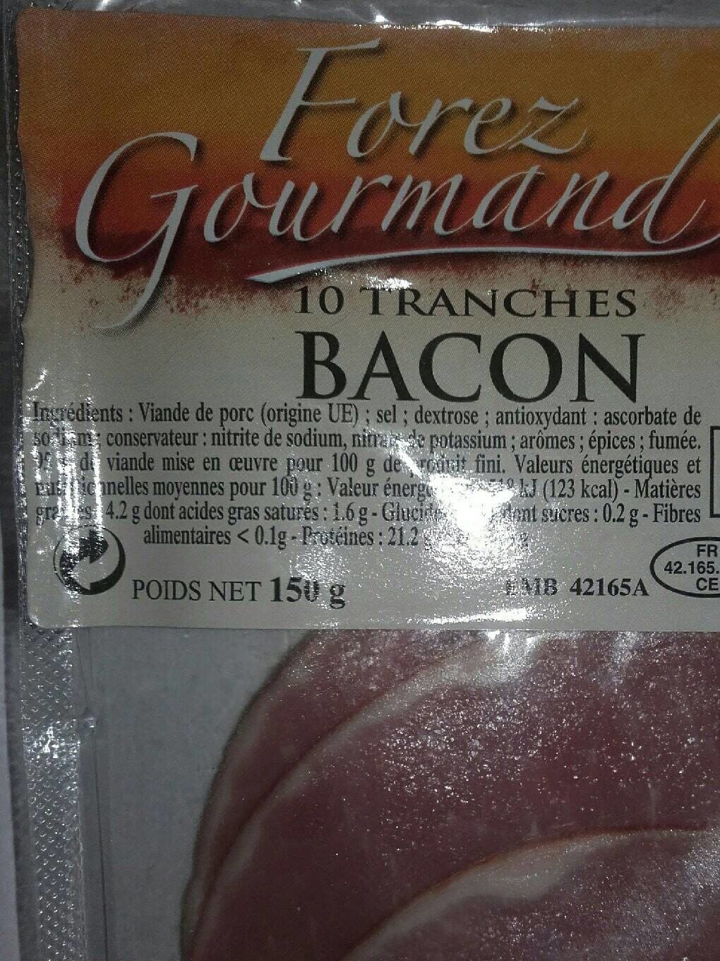 Forez Gourmand Bacon 10 Tranches 150g packshot