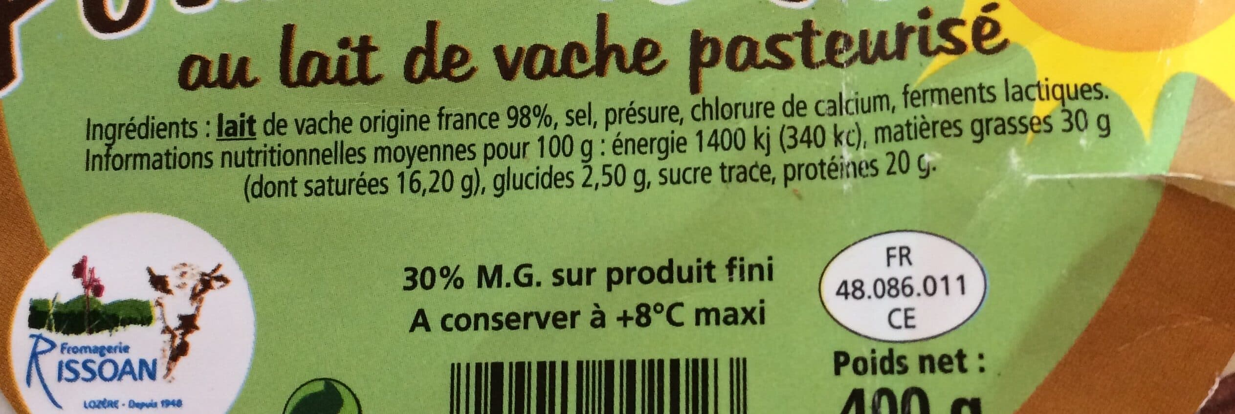Rissoan Fourmette de Luc au lait pasteurise, 30%MG packshot