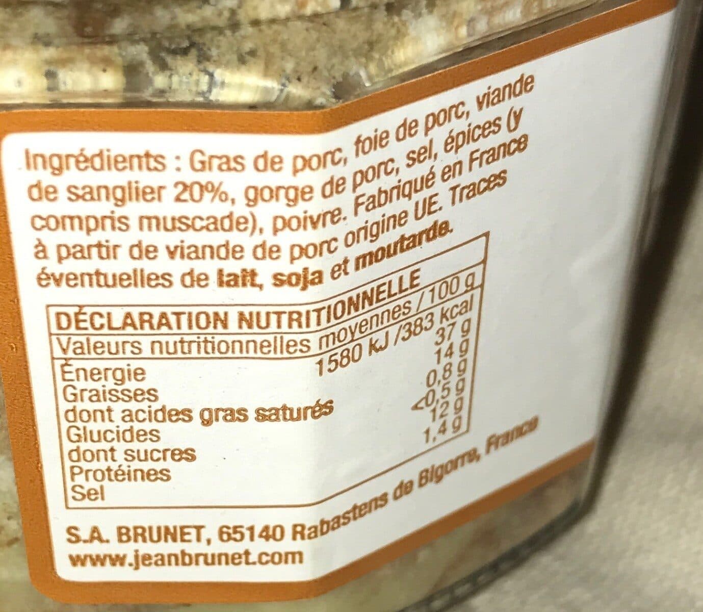 Jean brunet Terrine de SANGLIER packshot