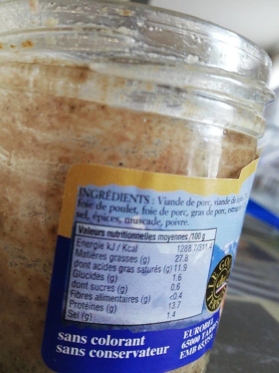 Open Food Facts Terrine de lapin à l'estragon packshot