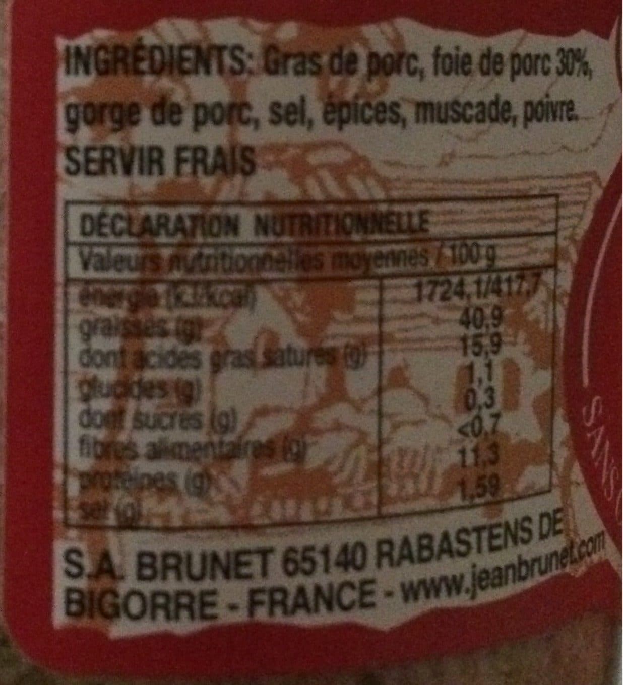 Jean brunet Terrine de Campagne packshot