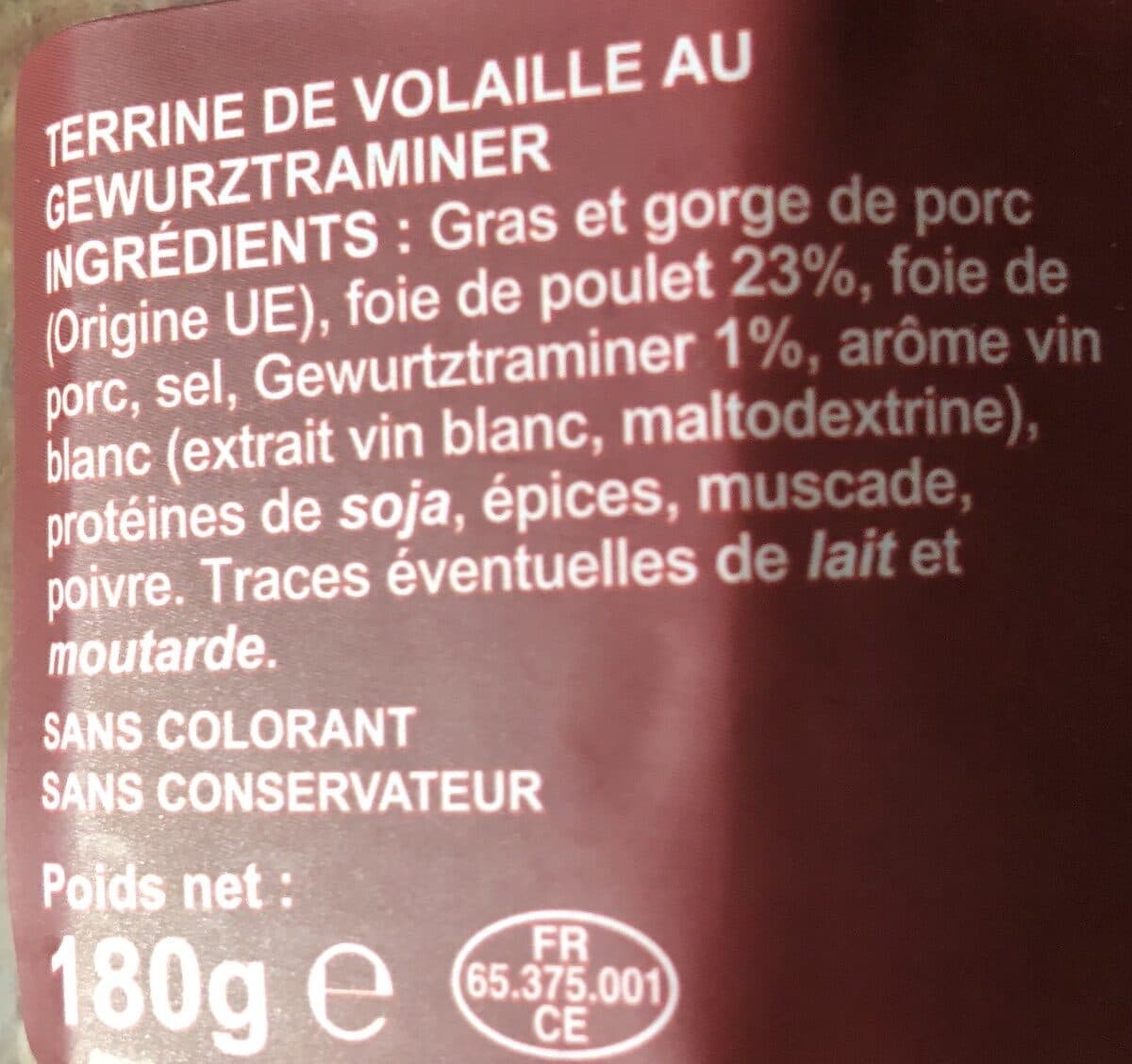 Open Food Facts Terrine De Volaille Au Gewurztraminer packshot