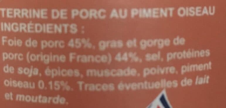 Open Food Facts Terrine de porc au piment oiseau packshot