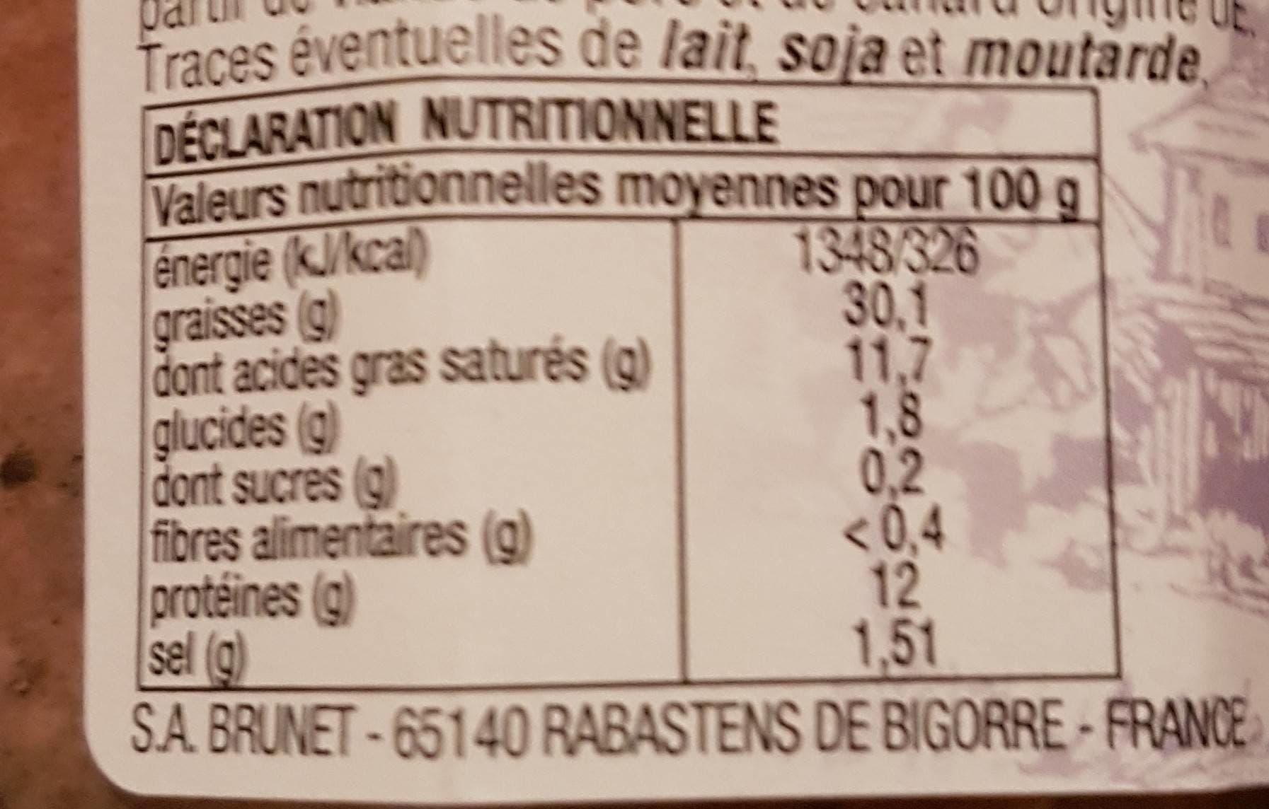 Jean BRUNET Jean Brunet Terrine de Canard à l'Armagnac le pot de 180 g packshot