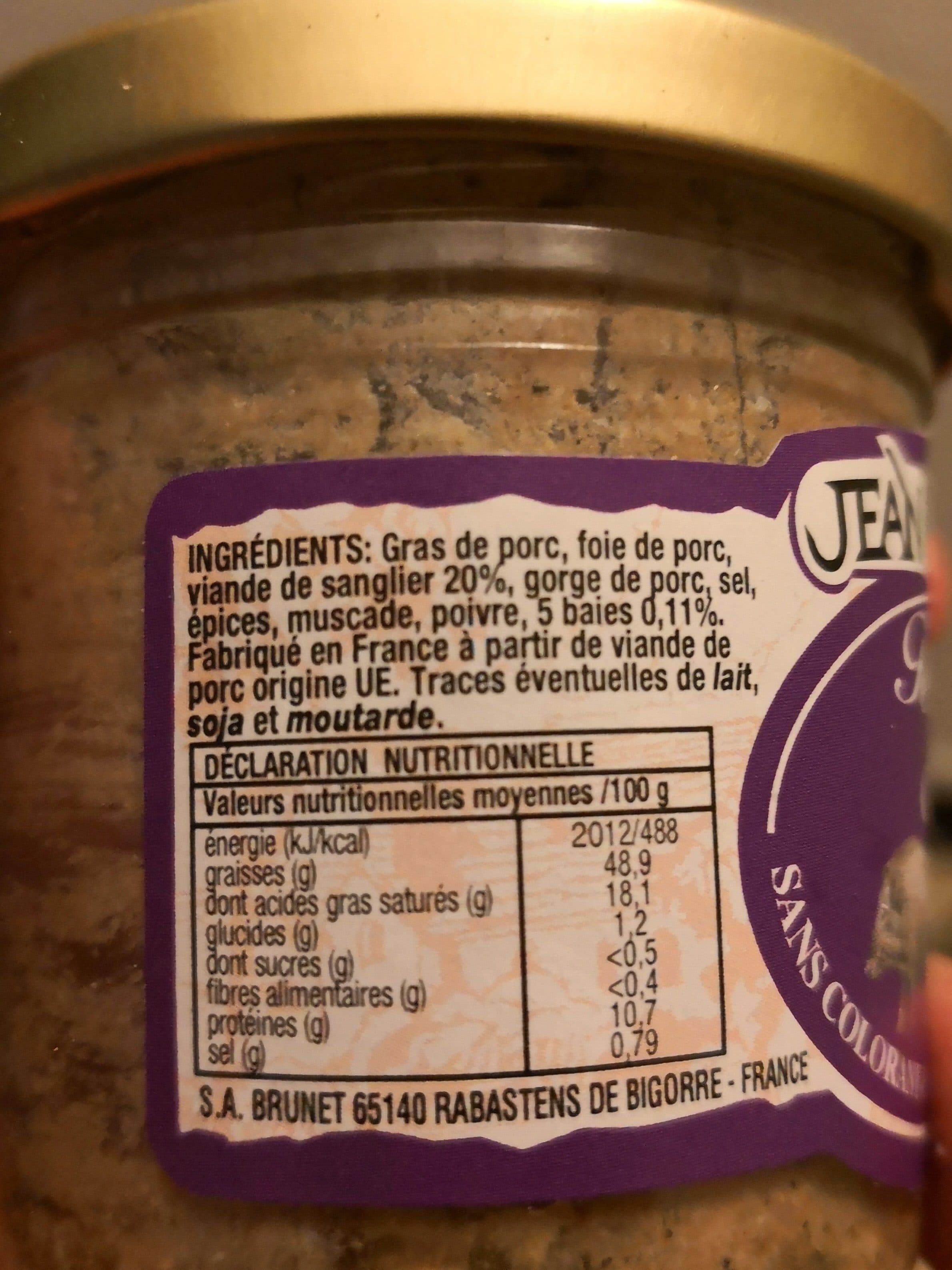 Jean Brunet Terrine de sanglier packshot