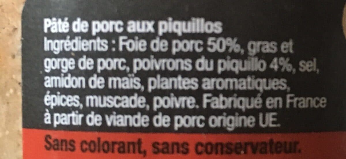 Jean Brunet Pâté de Porc aux Piquillos packshot