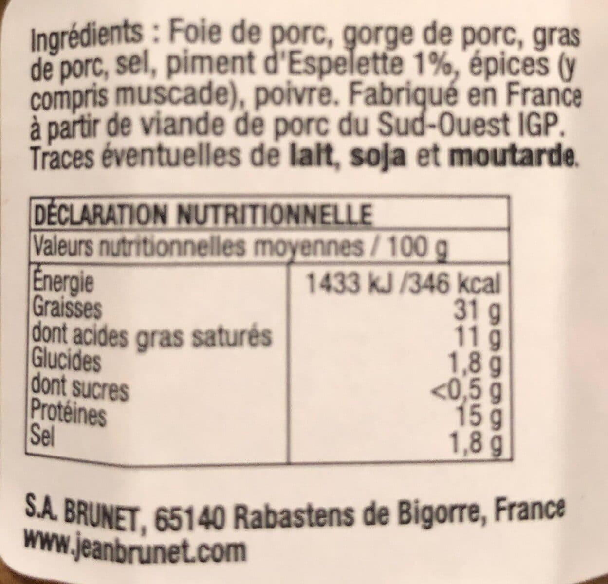 Jean Brunet Terrine de campagne au piment d'espelette packshot