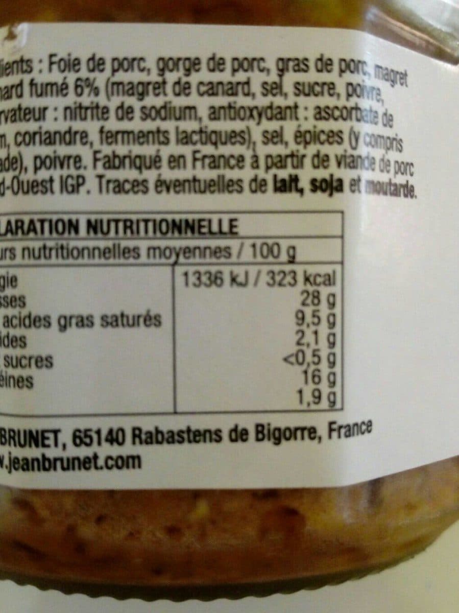 Jean brunet Terrine de porc au magret de canard fumé packshot