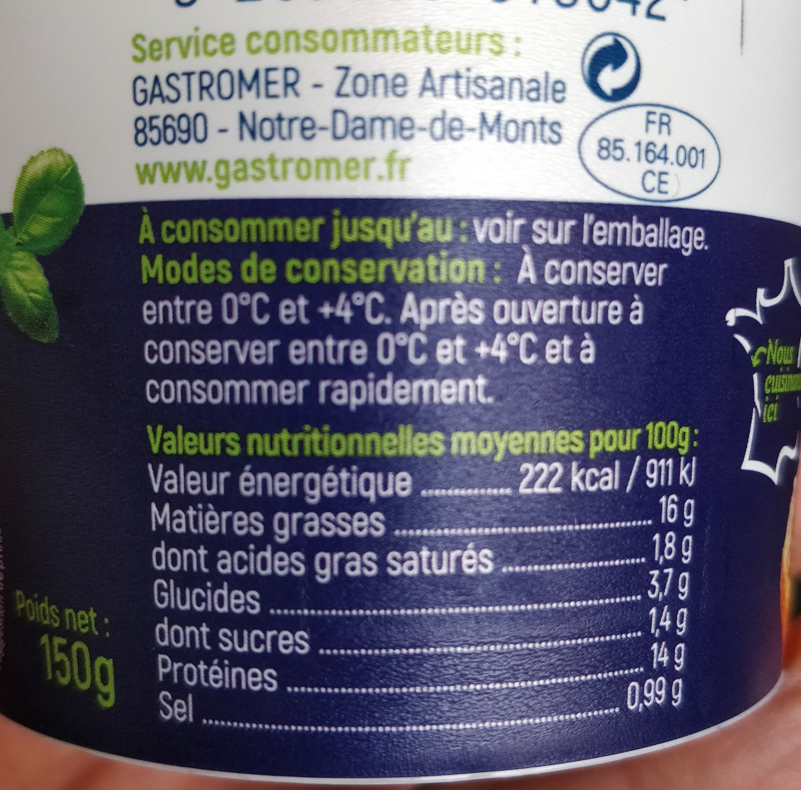 Gastromer Emiettes Saumon Basilic packshot