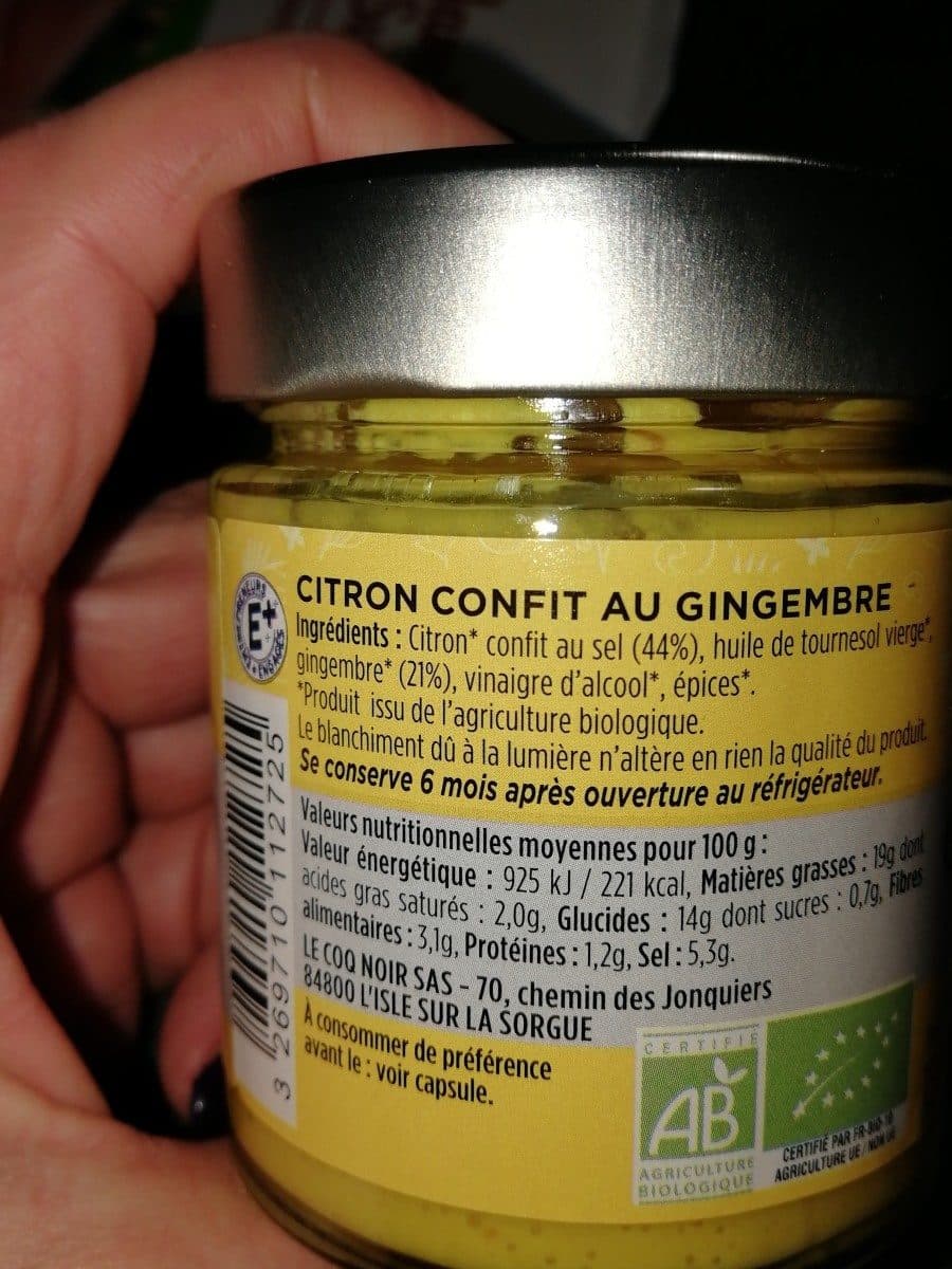Le Coq Noir Citron confit au gingembre packshot