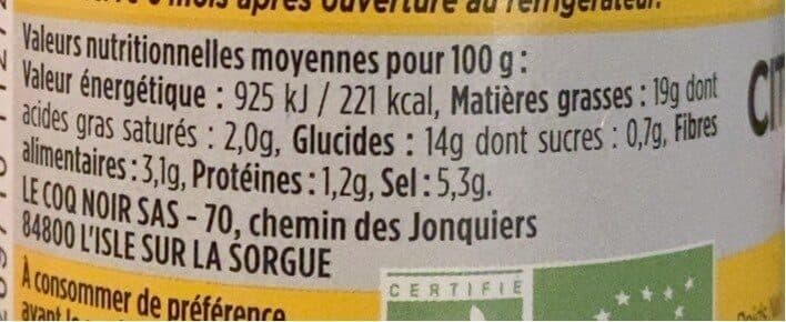 Le Coq Noir Citron confit au gingembre packshot