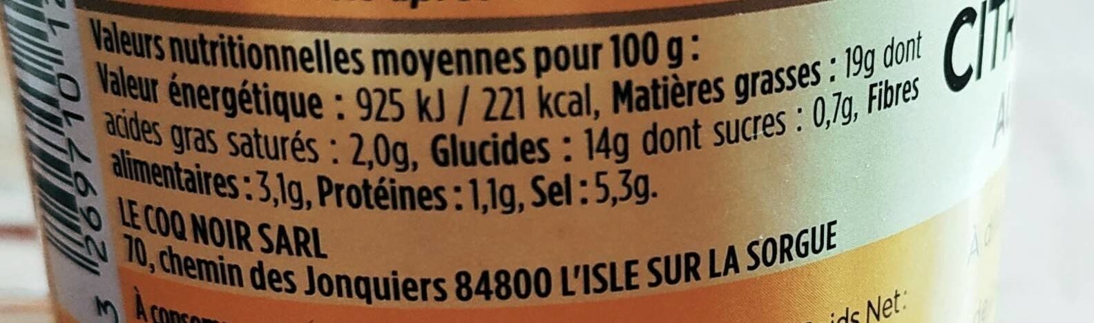 Le coq noir Citron Confit Au Gingembre packshot