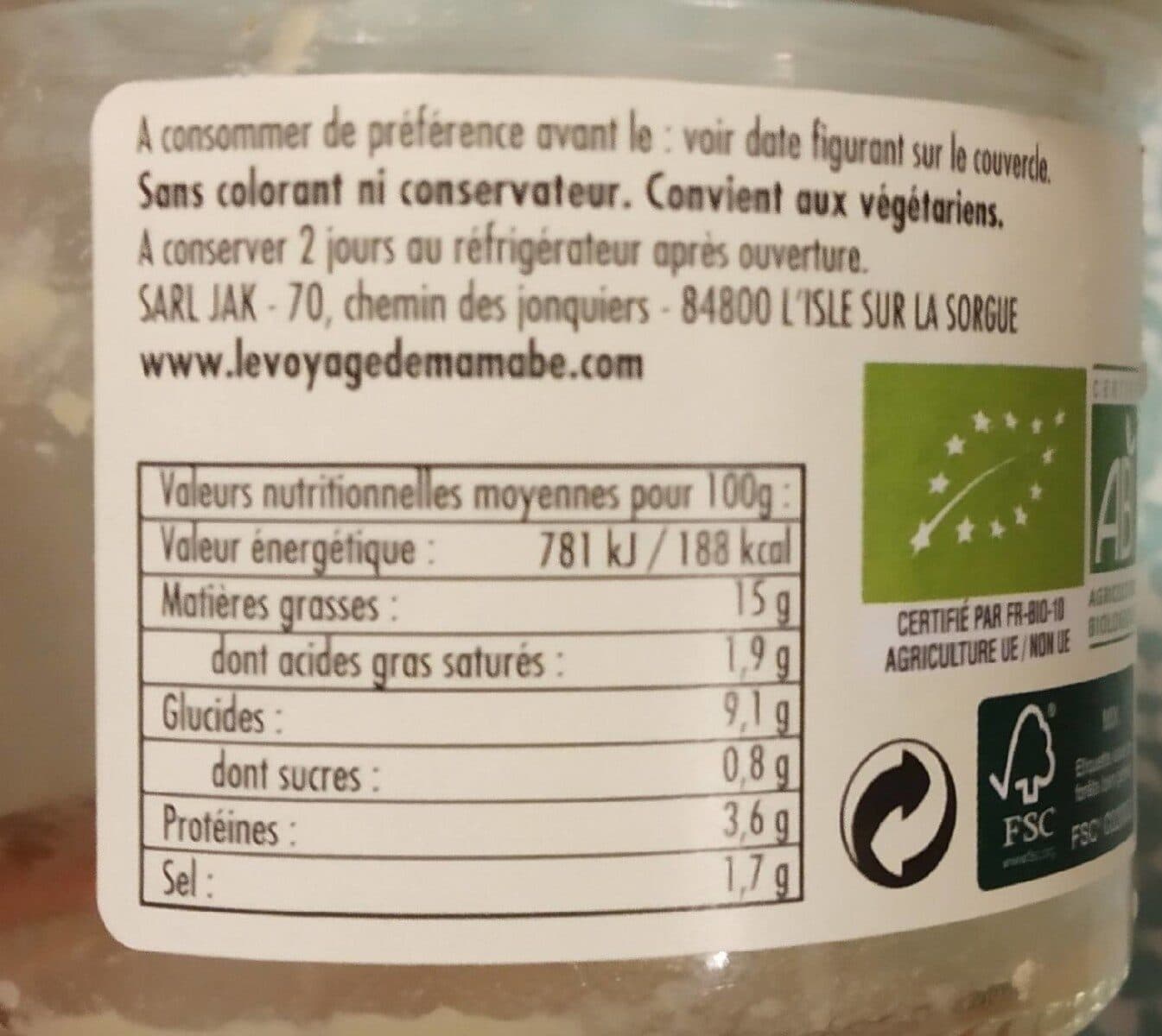 Le Voyage De mamabé Houmous packshot