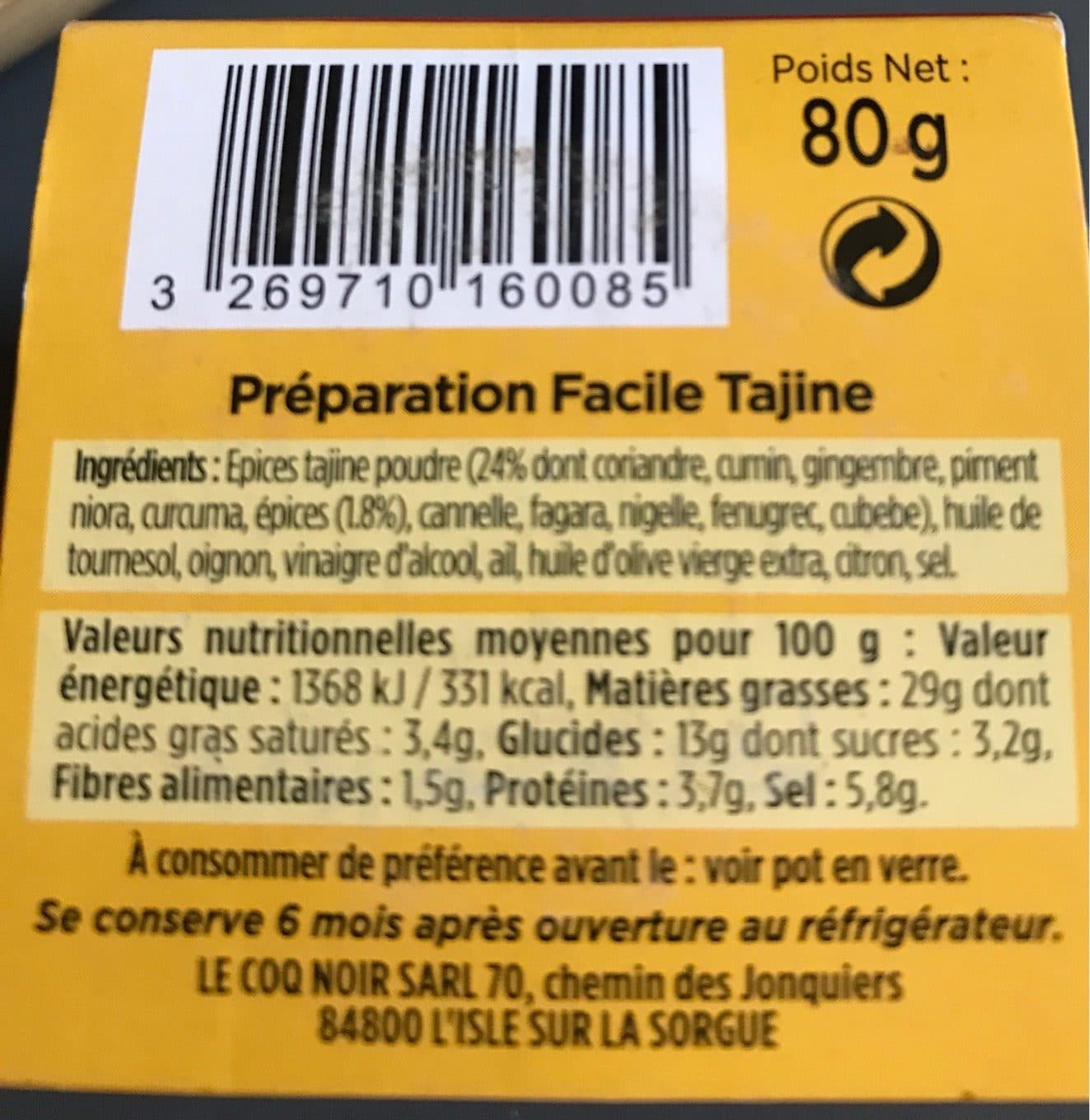 Le coq noir Préparation Facile Tajine packshot