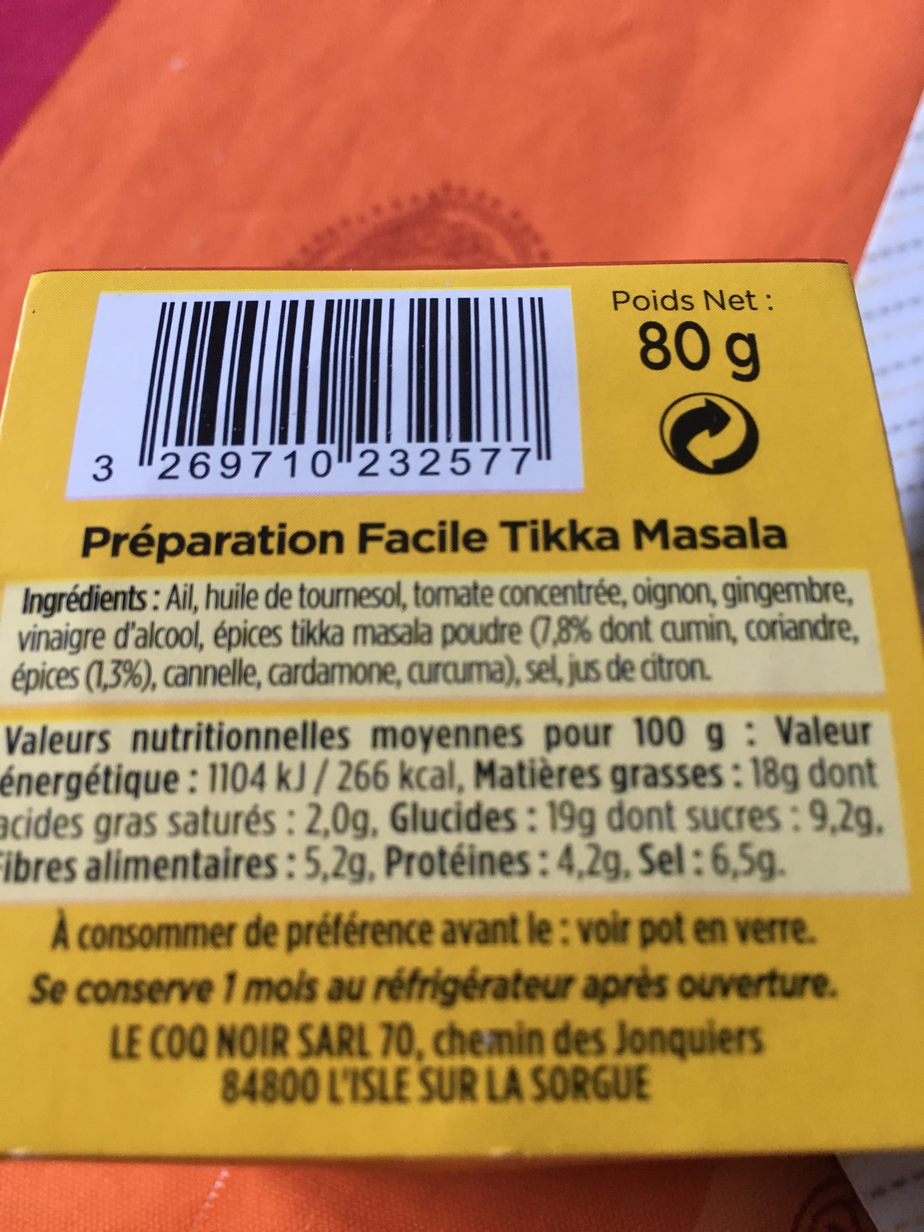 Le coq noir Préparation Facile Tikka Masala packshot