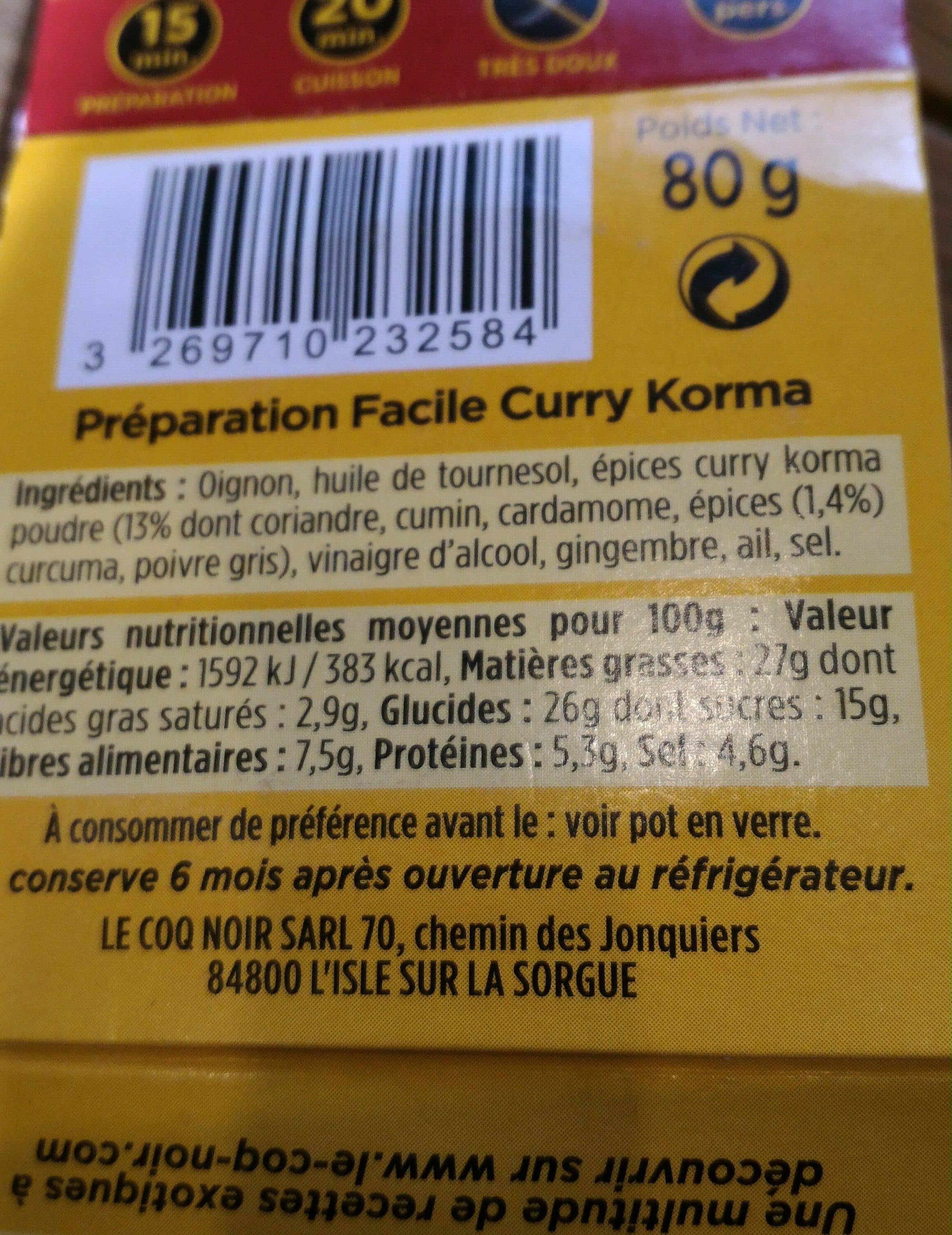 Le Coq Noir Curry korma packshot