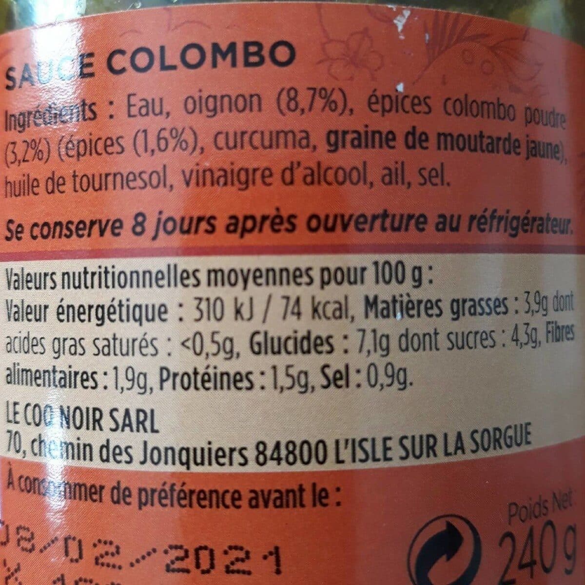 Le coq noir Sauce Colombo packshot
