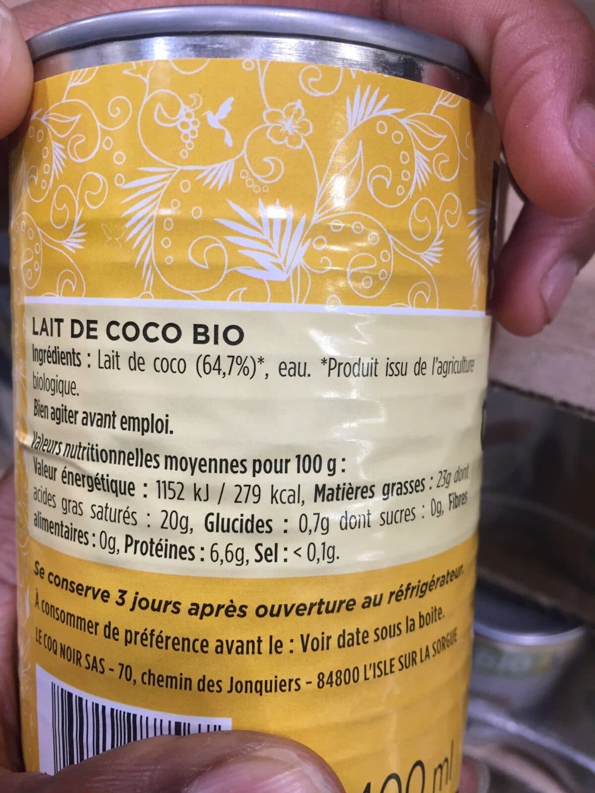 Le Coq Noir Lait de coco bio packshot