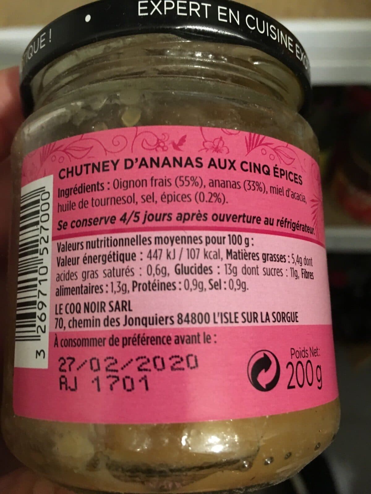 Le Coq Noir Chutney D'ananas Aux Cinq épices packshot