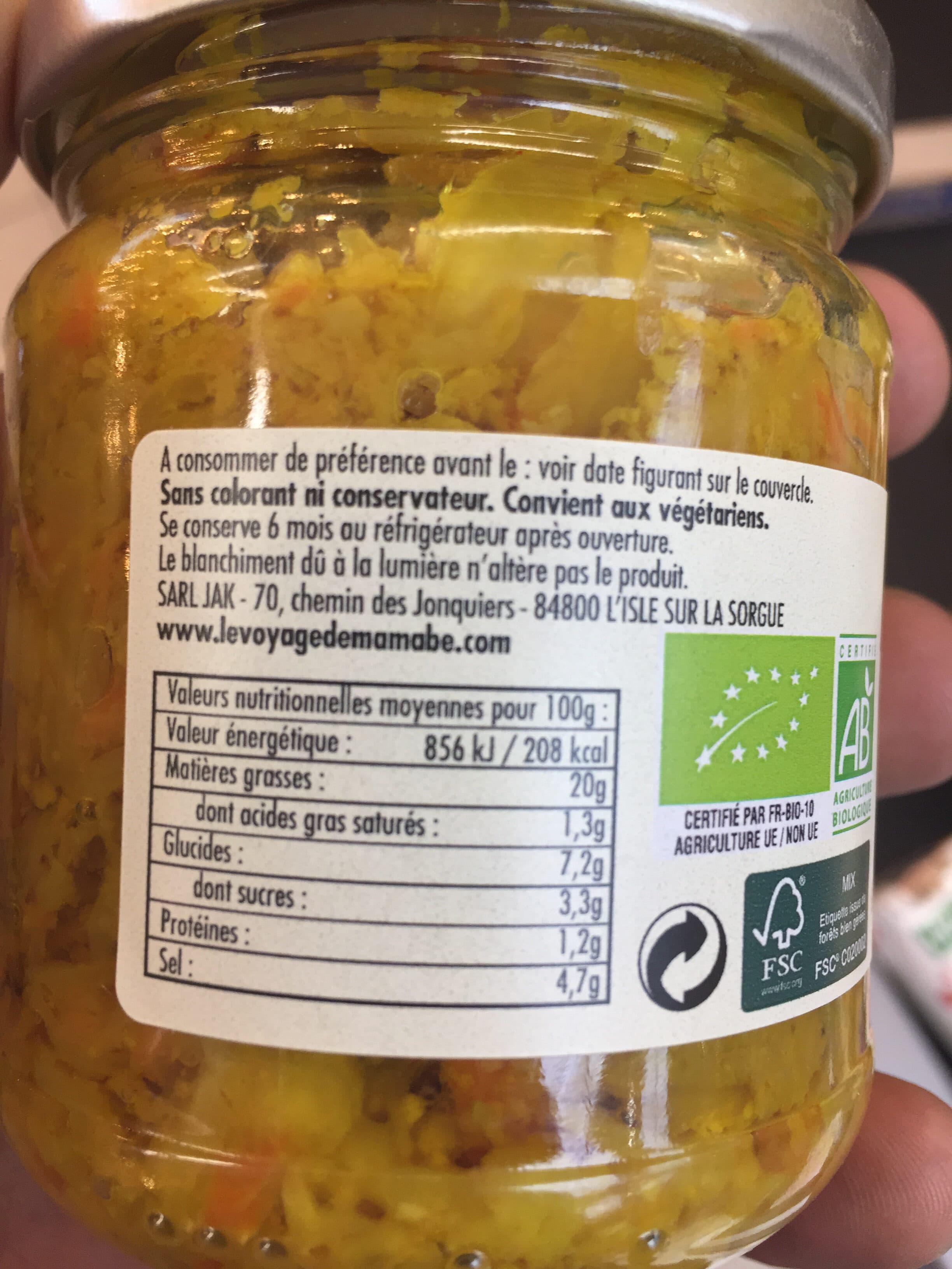 Le Voyage de Mamabé Achards de Légumes packshot