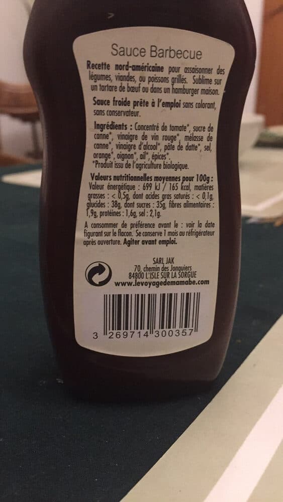 Le voyage de mamabe Sauce Barbecue packshot