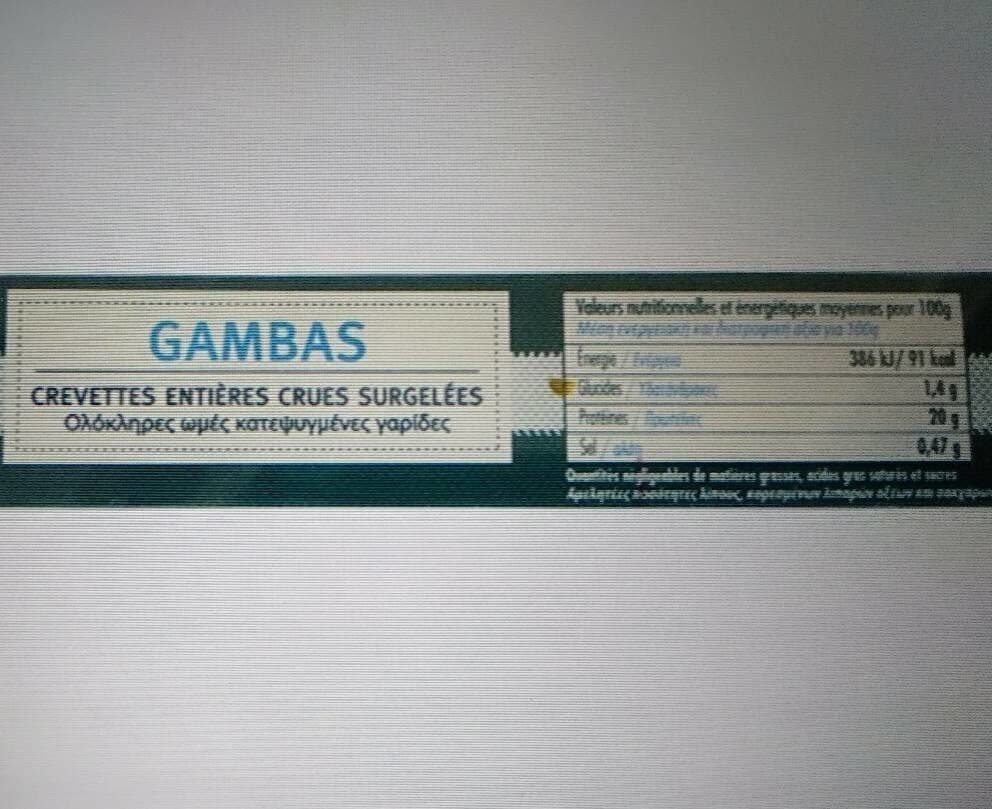 La table des pecheurs Gambas packshot