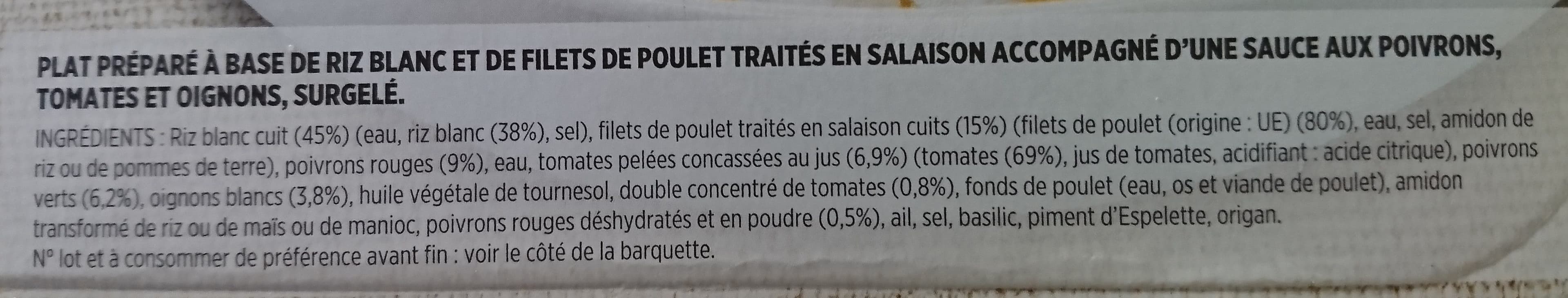Toupargel Poulet basquaise et riz packshot