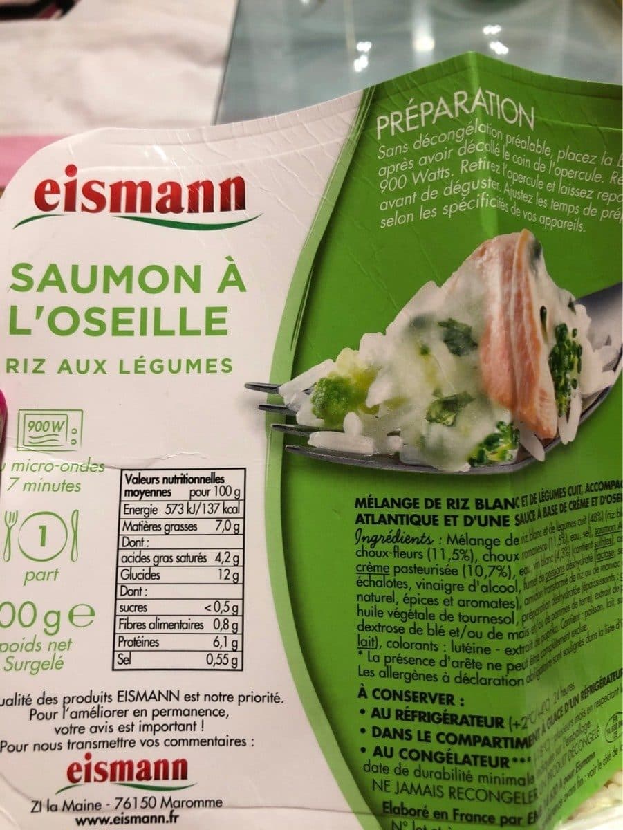 Eismann Saumon à l'oseille et Riz aux Légumes packshot