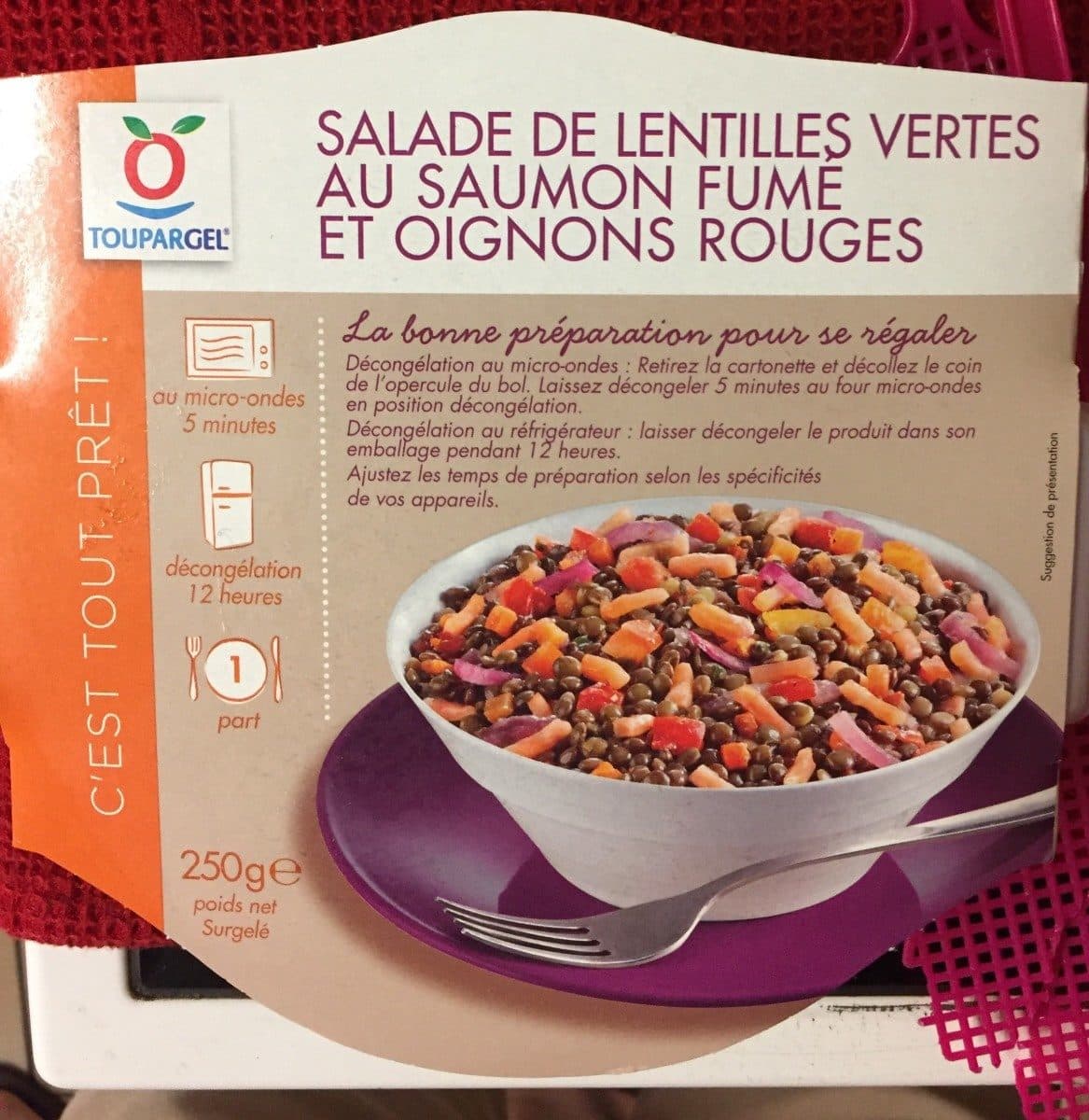 Toupargel Salade de lentilles vertes au saumon fumé et oignons rouges packshot