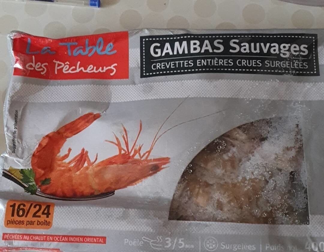Open Food Facts Crevettes sauvages entières crues surgelées packshot