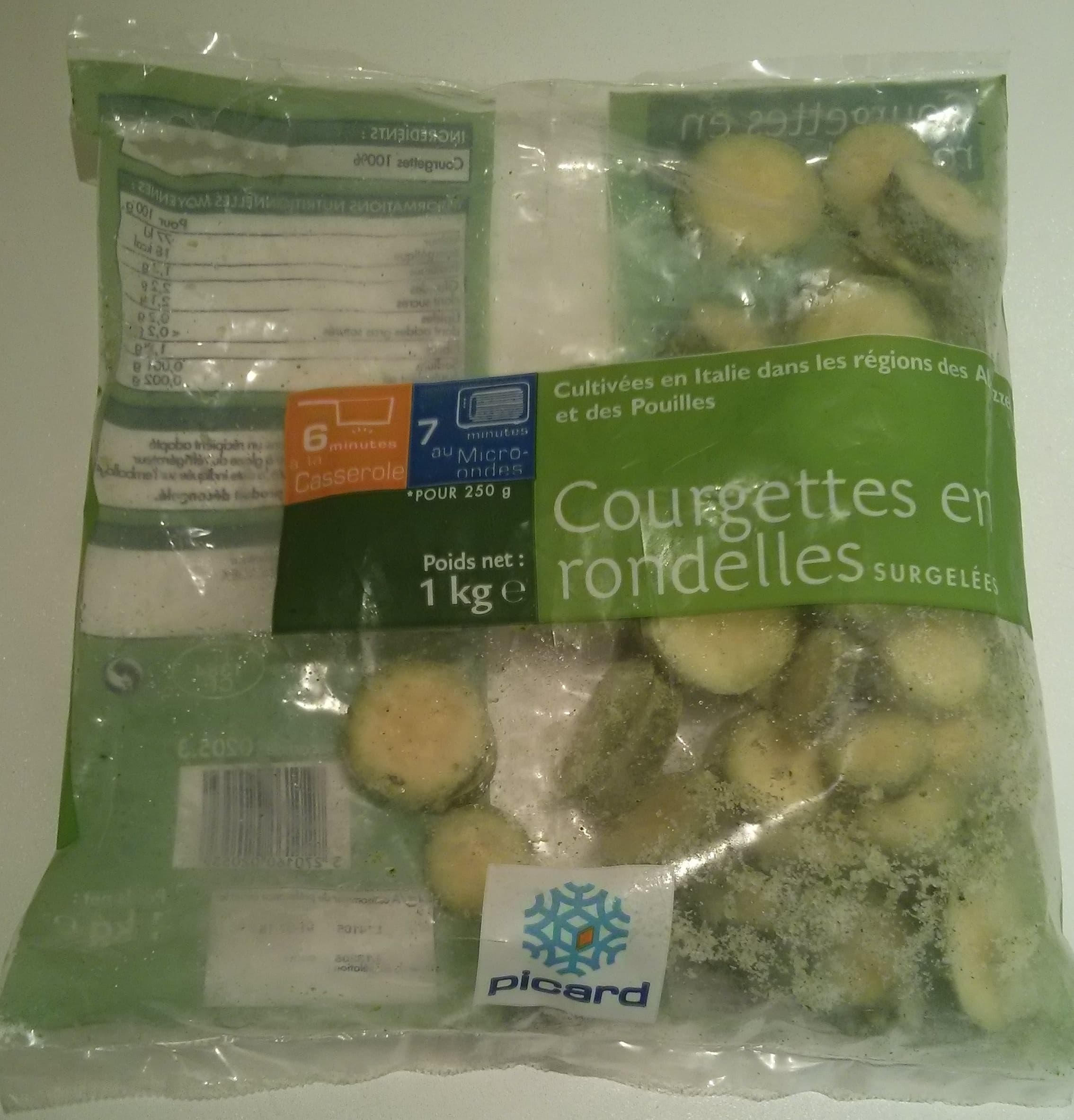 Picard Courgettes en rondelles surgelées packshot