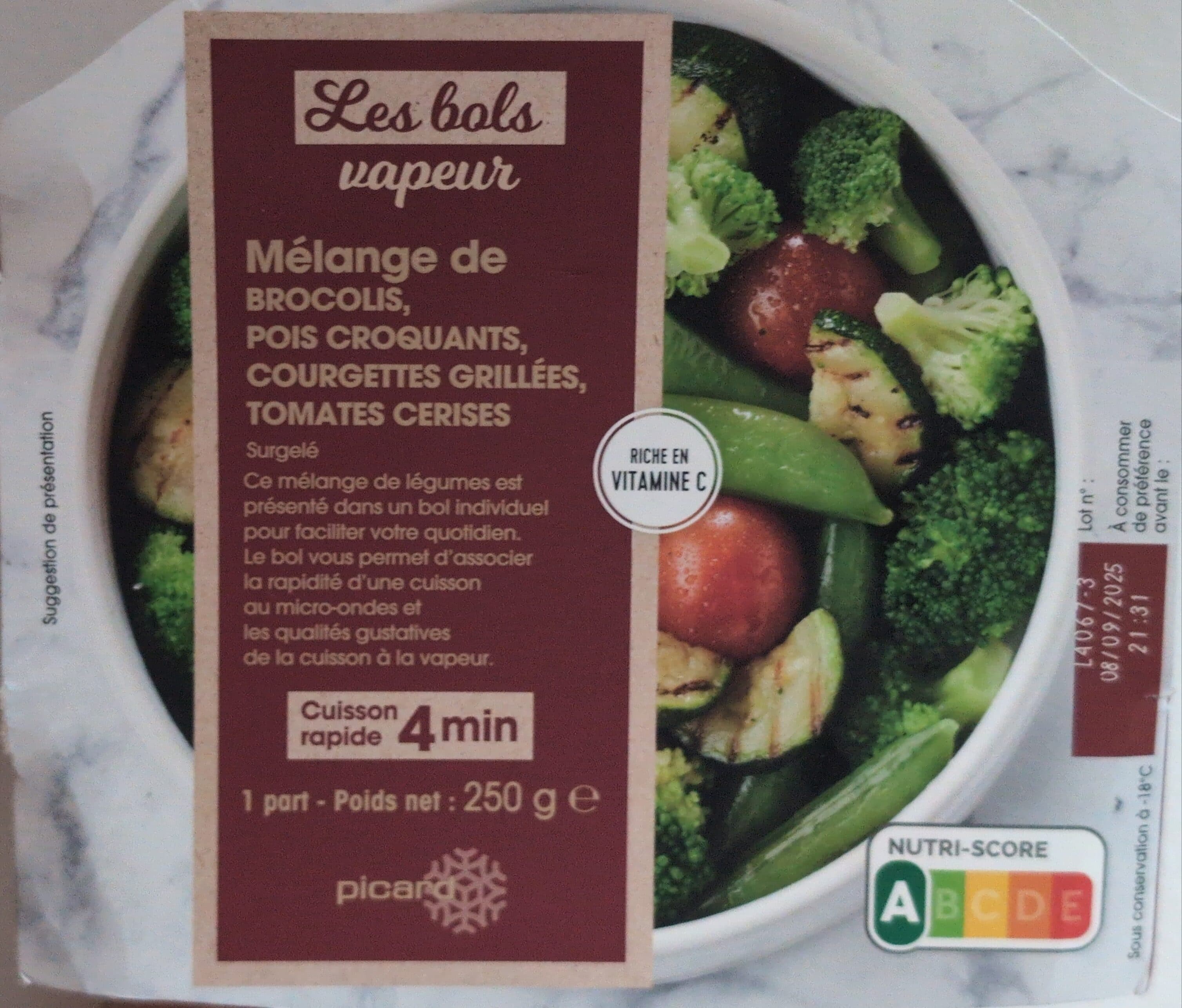 Picard Mélange de Brocolis, Pois croquants, Courgettes grillées, Tomates Cerises packshot