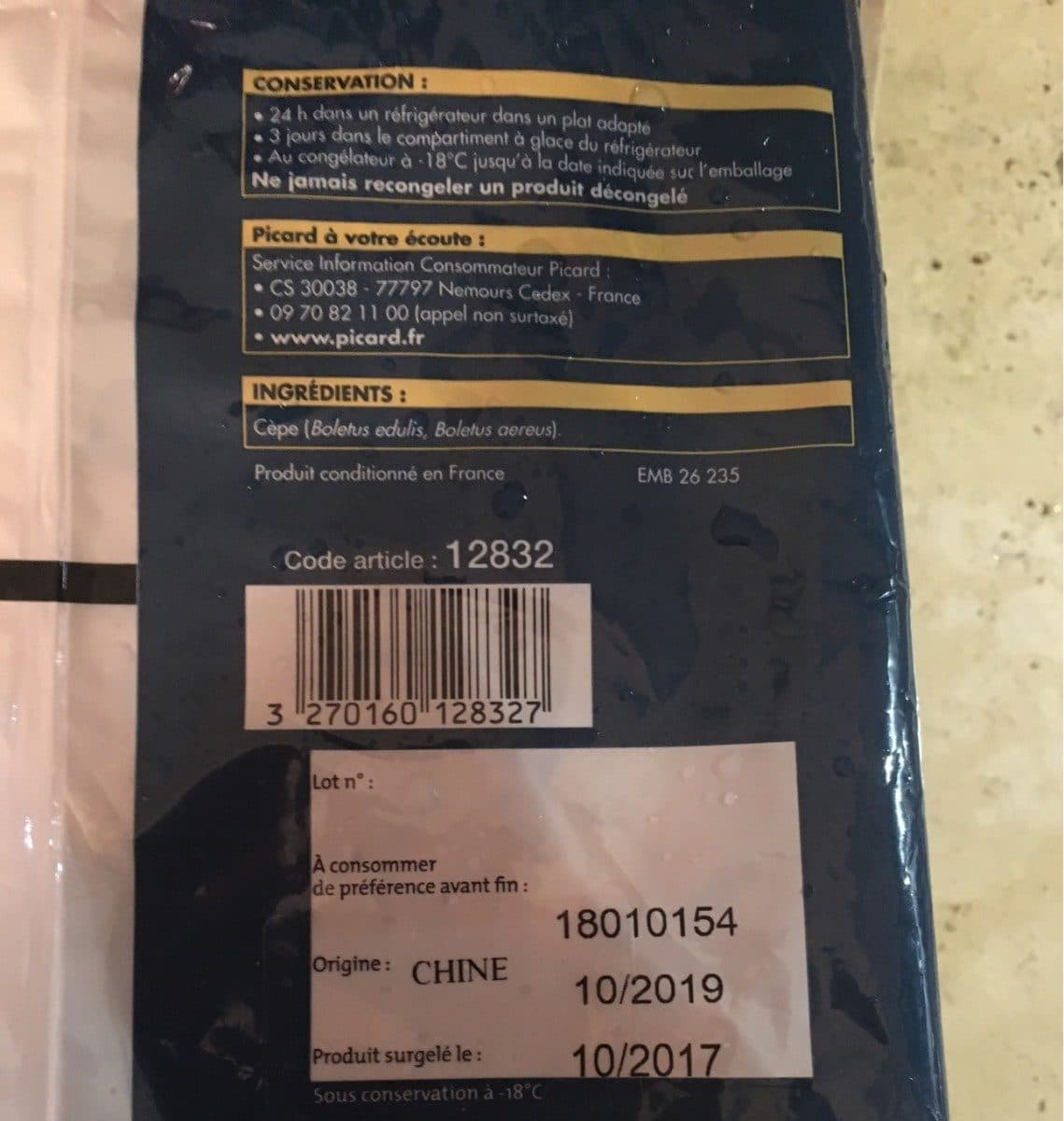 Picard Jeunes Cèpes Coupés packshot