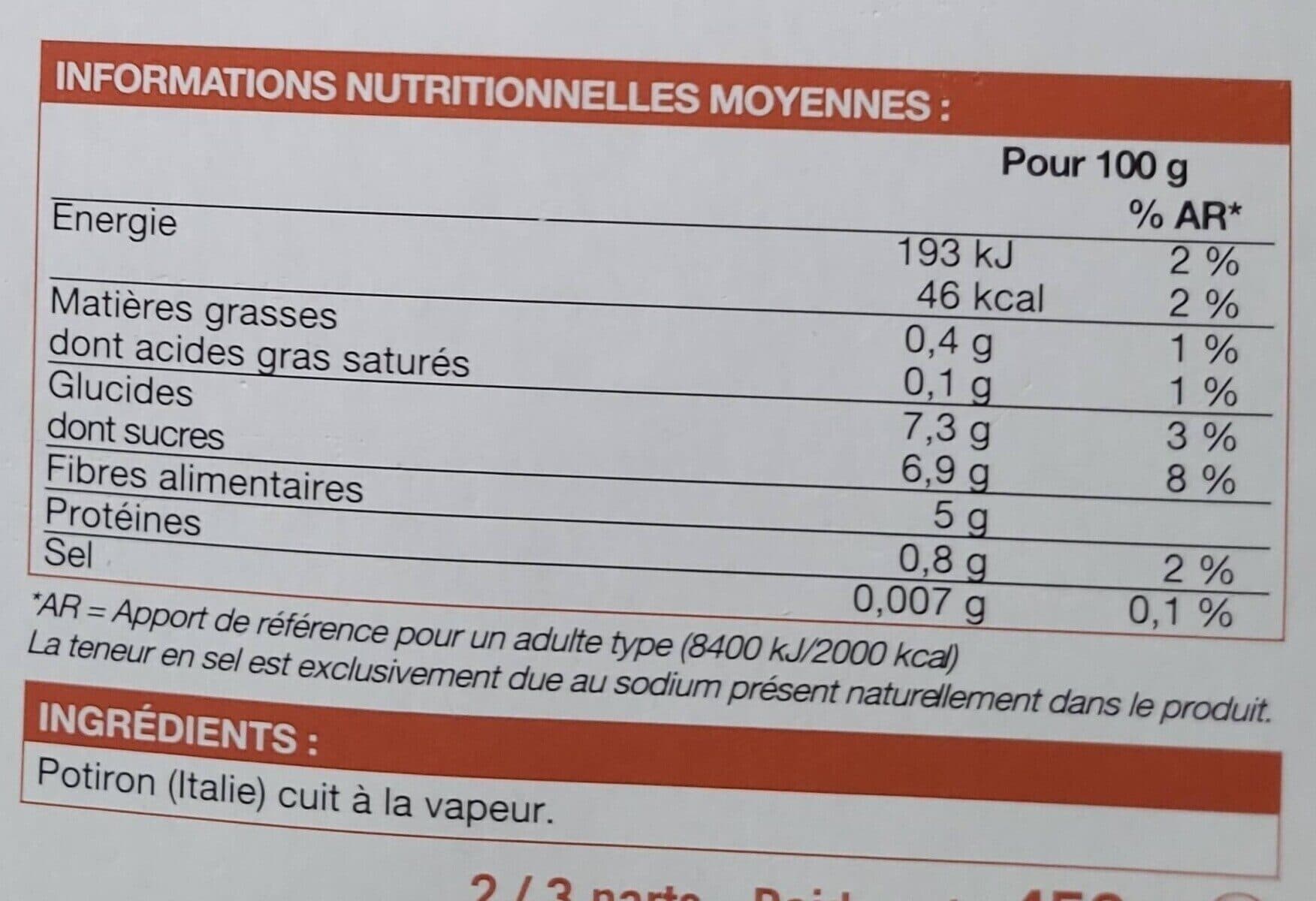 Picard Purée de potiron surgelée packshot